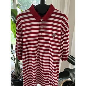 Oxford Polo Shirt Mens L Red Striped Golf Club